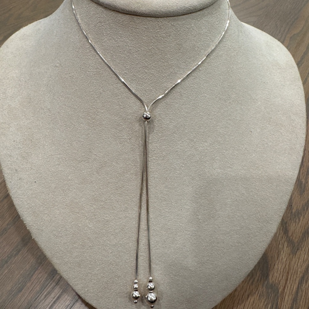 Sterling Silver adjustable dangle necklace.  Made in Italy - Picture 3 of 7